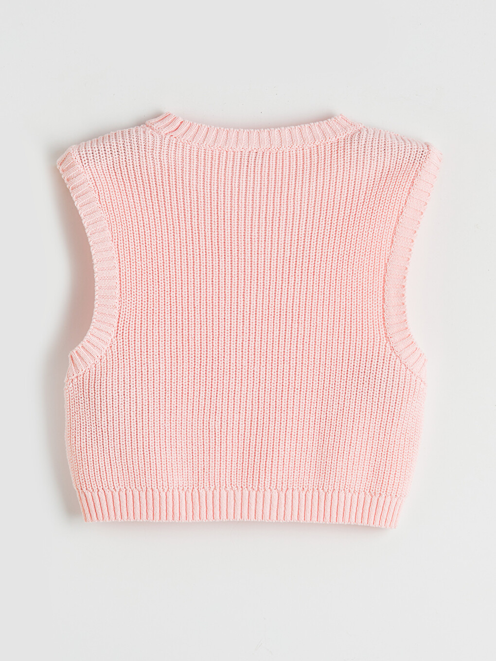 Pembe Fiyonk İşlemeli Triko Kız Çocuk Süveter-1