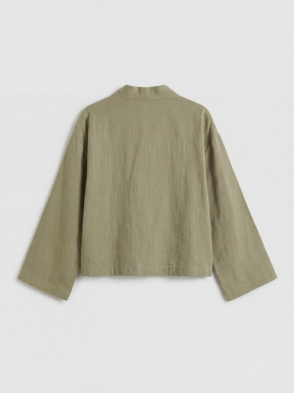 Haki Şal Yaka Oversize Kadın Kimono-5