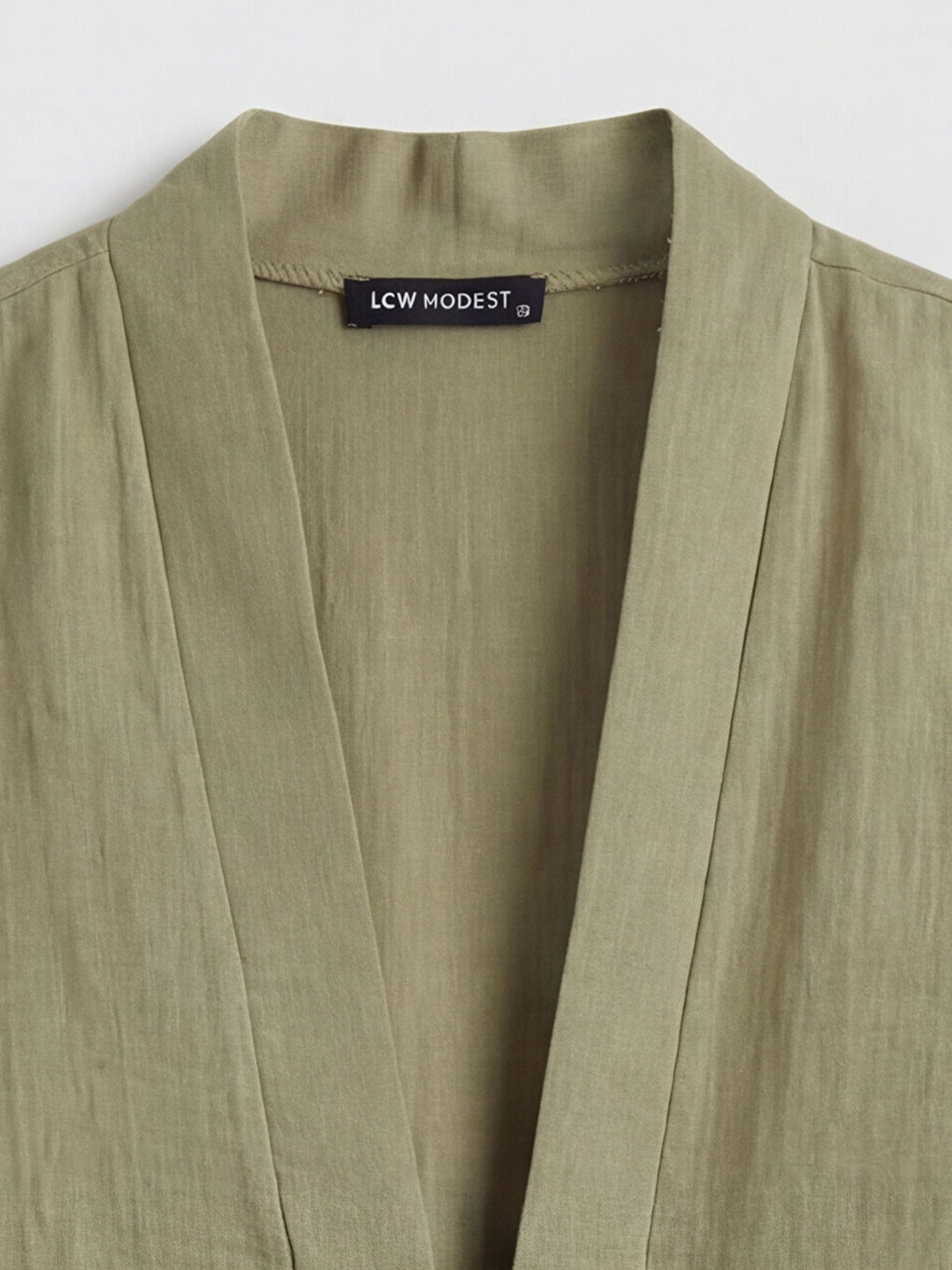 Haki Şal Yaka Oversize Kadın Kimono-6