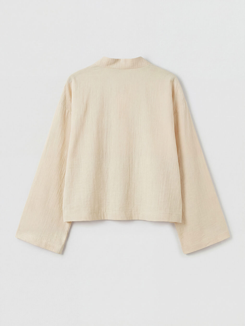 Bej Şal Yaka Oversize Kadın Kimono-5