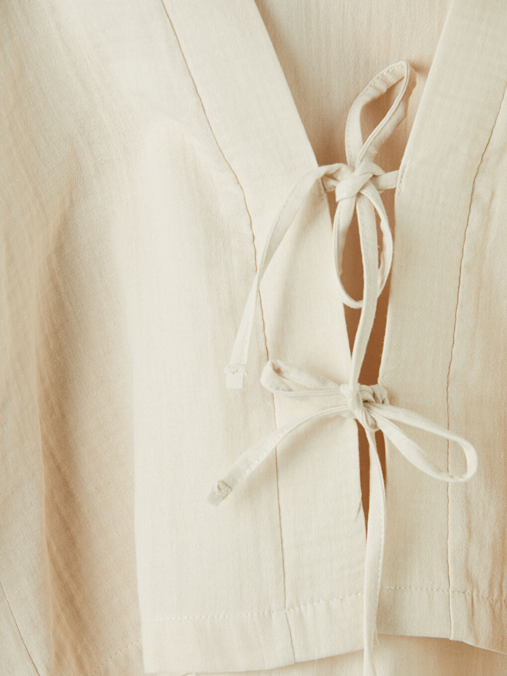 Bej Şal Yaka Oversize Kadın Kimono-6