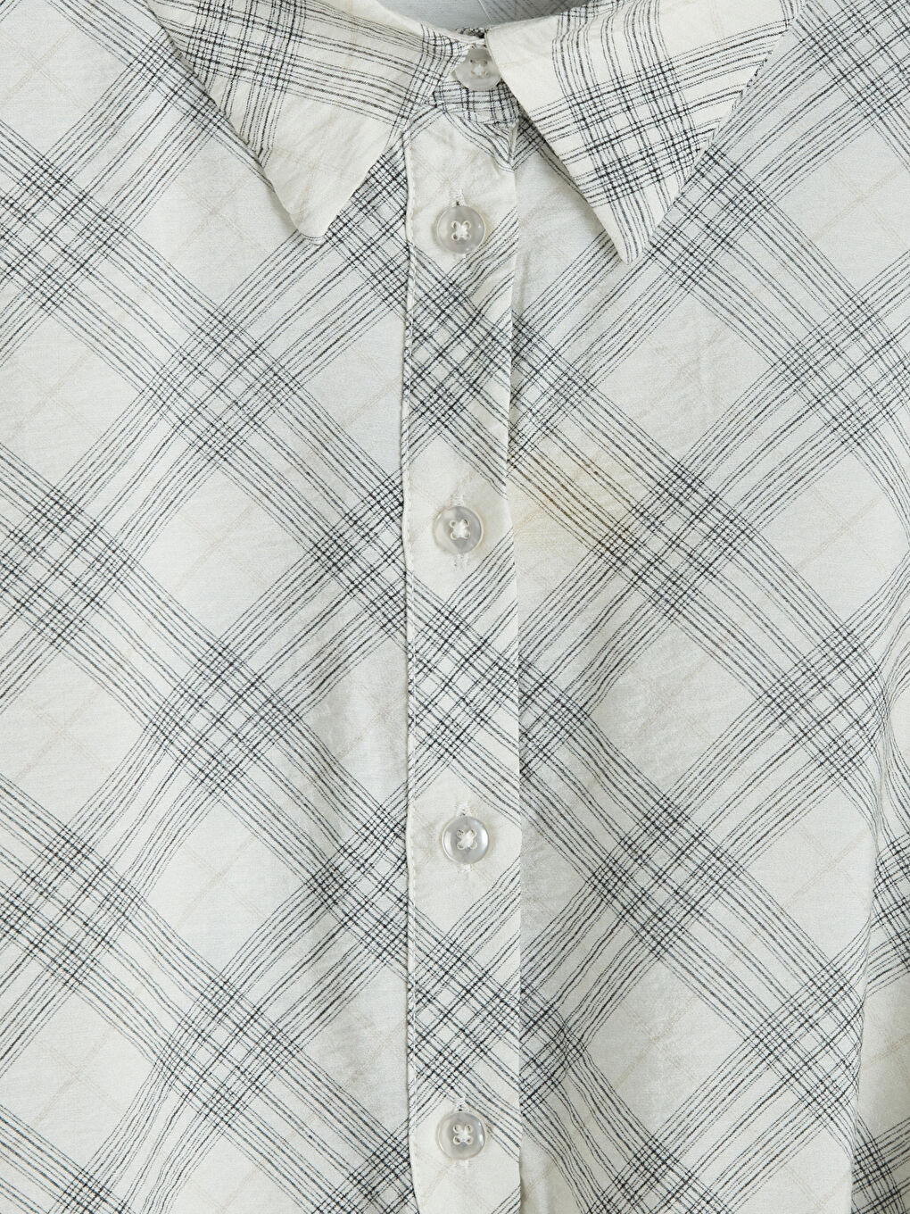 Beyaz Gömlek Yaka Ekose Beli Kemerli Elbise-2