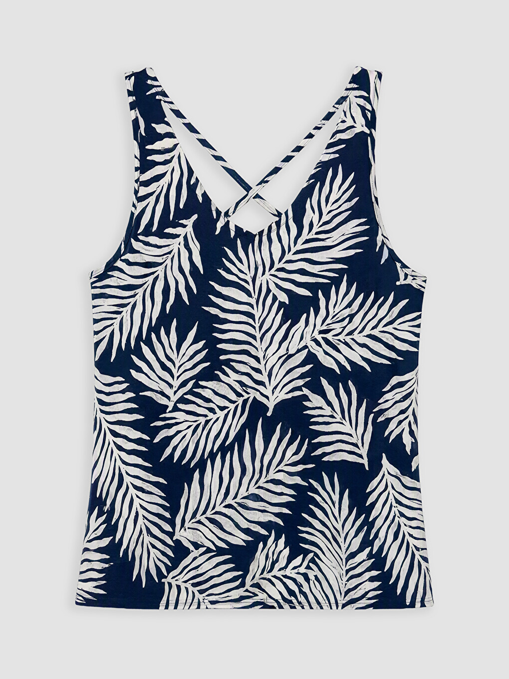 Cross Strapped Leaf Patterned Blouse