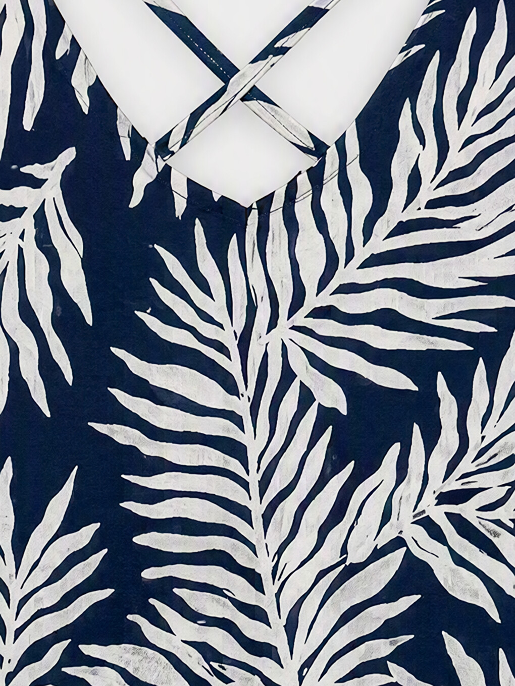 Cross Strapped Leaf Patterned Blouse-1