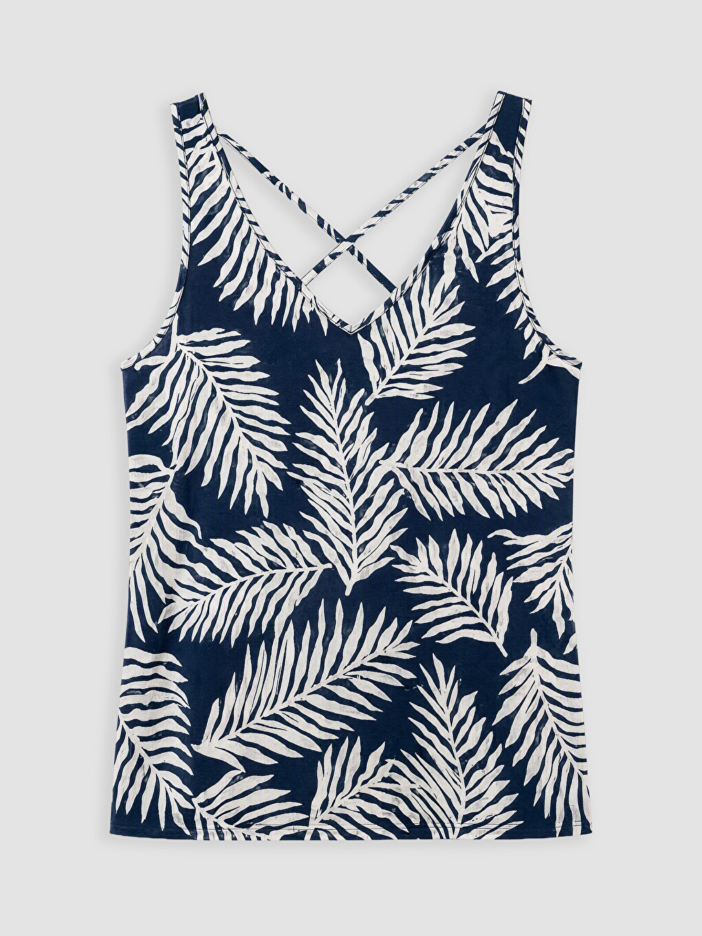 Cross Strapped Leaf Patterned Blouse-2