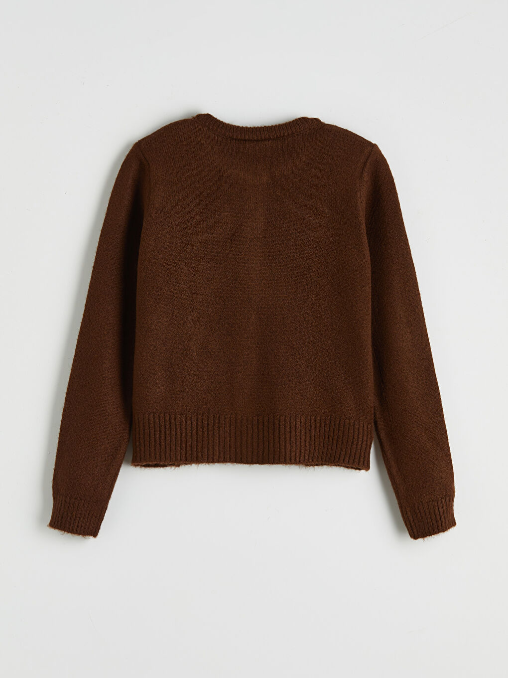 Kahverengi Bisiklet Yaka Hello Kitty Nakışlı Kız Çocuk Triko Hırka-1