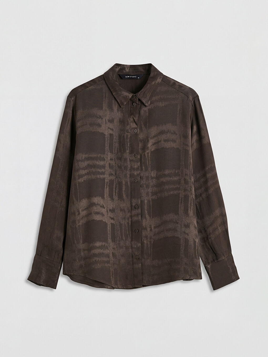 Kahverengi Desenli Kadın Gömlek