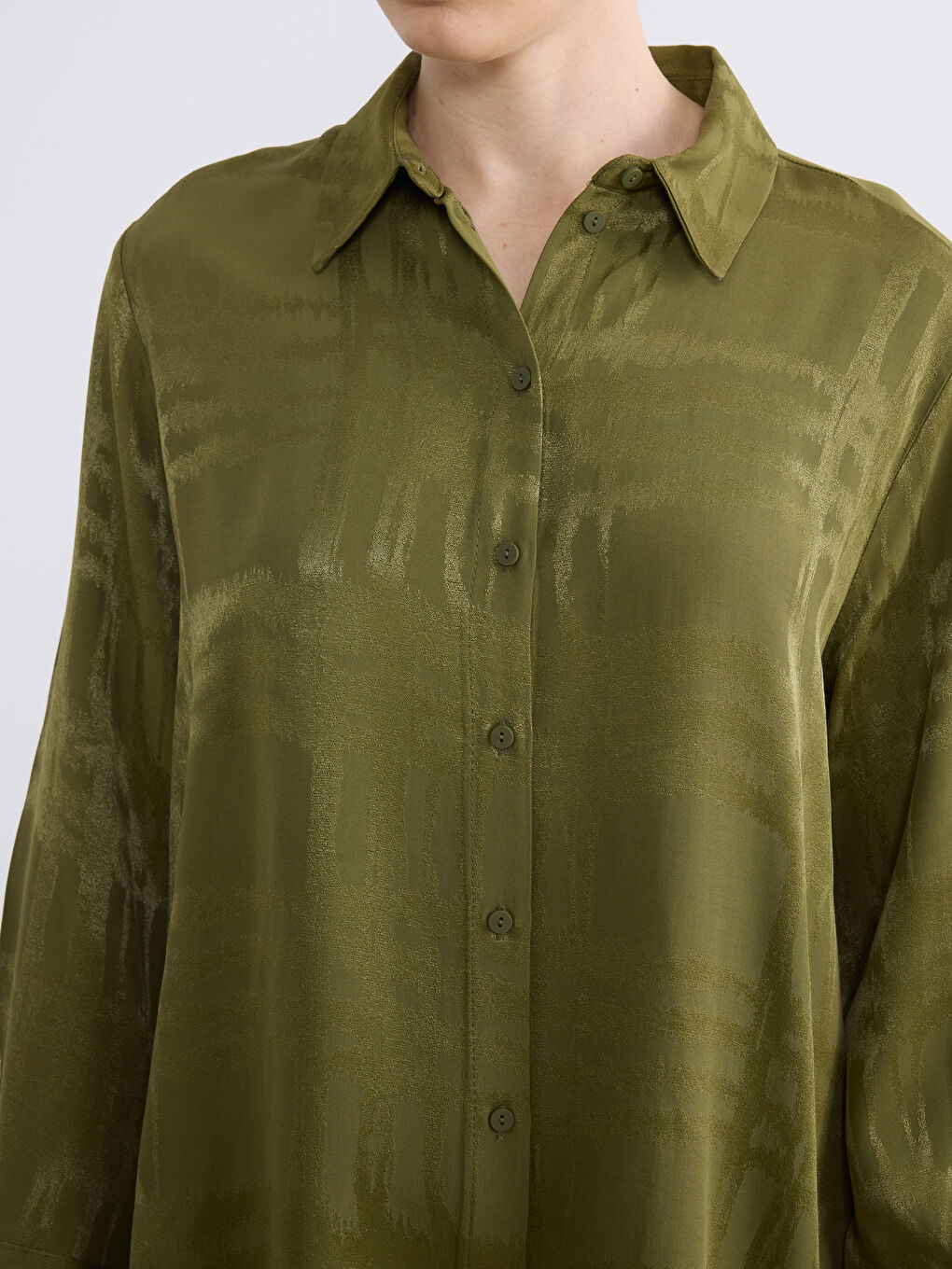 Yeşil Desenli Kadın Gömlek-2