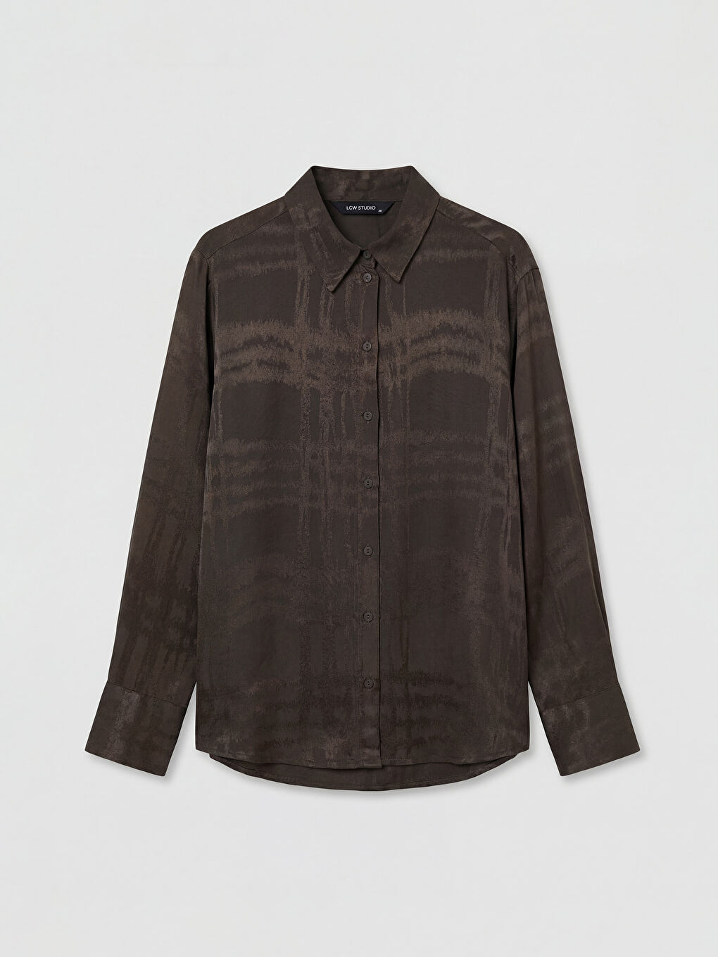 Kahverengi Desenli Kadın Gömlek-7