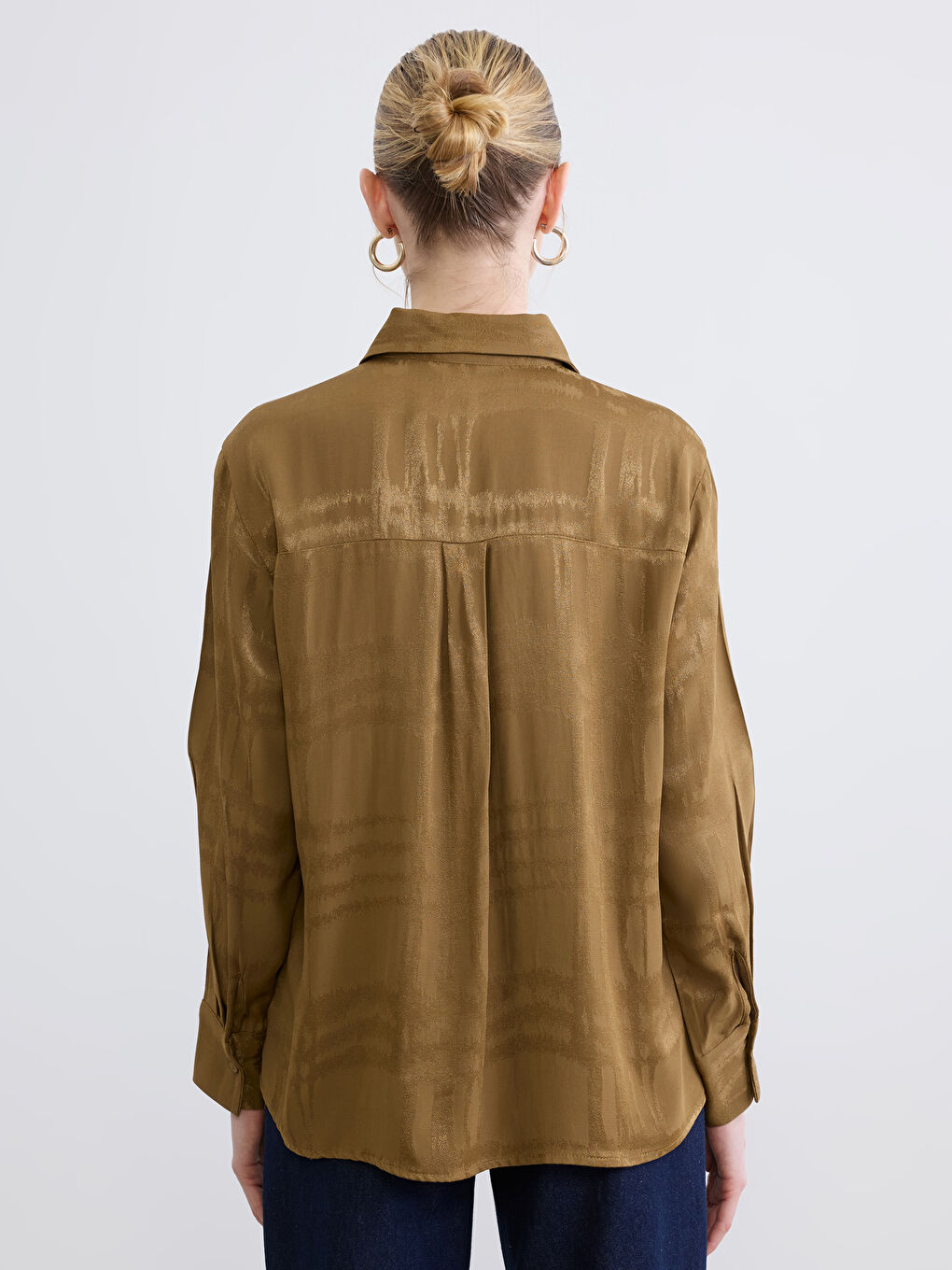 Yeşil Desenli Kadın Gömlek-3