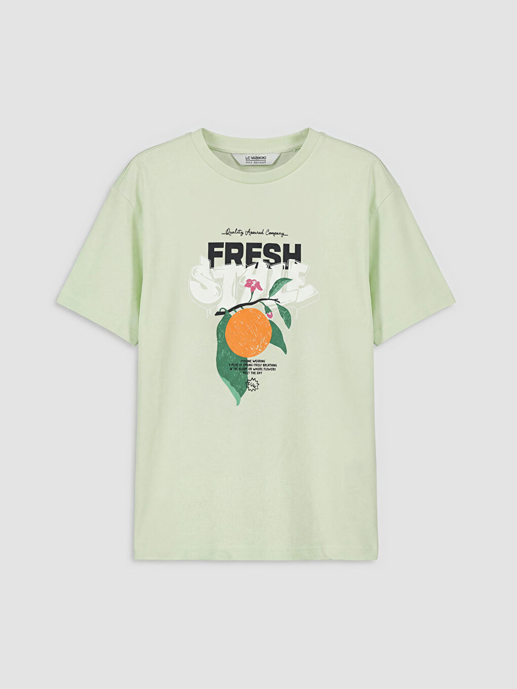 Crew Neck Printed Girls' T-Shirt