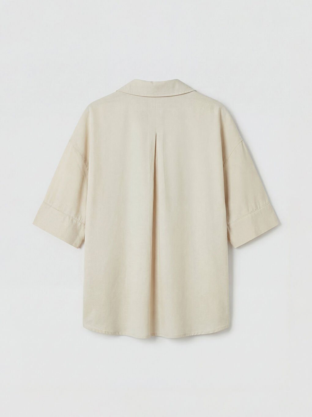 Bej Oversize Kadın Jean Gömlek-5