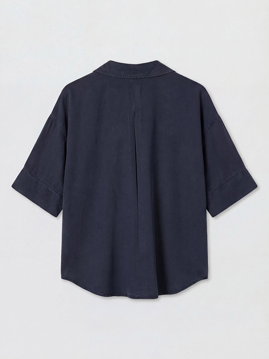 Lacivert Oversize Kadın Jean Gömlek-5