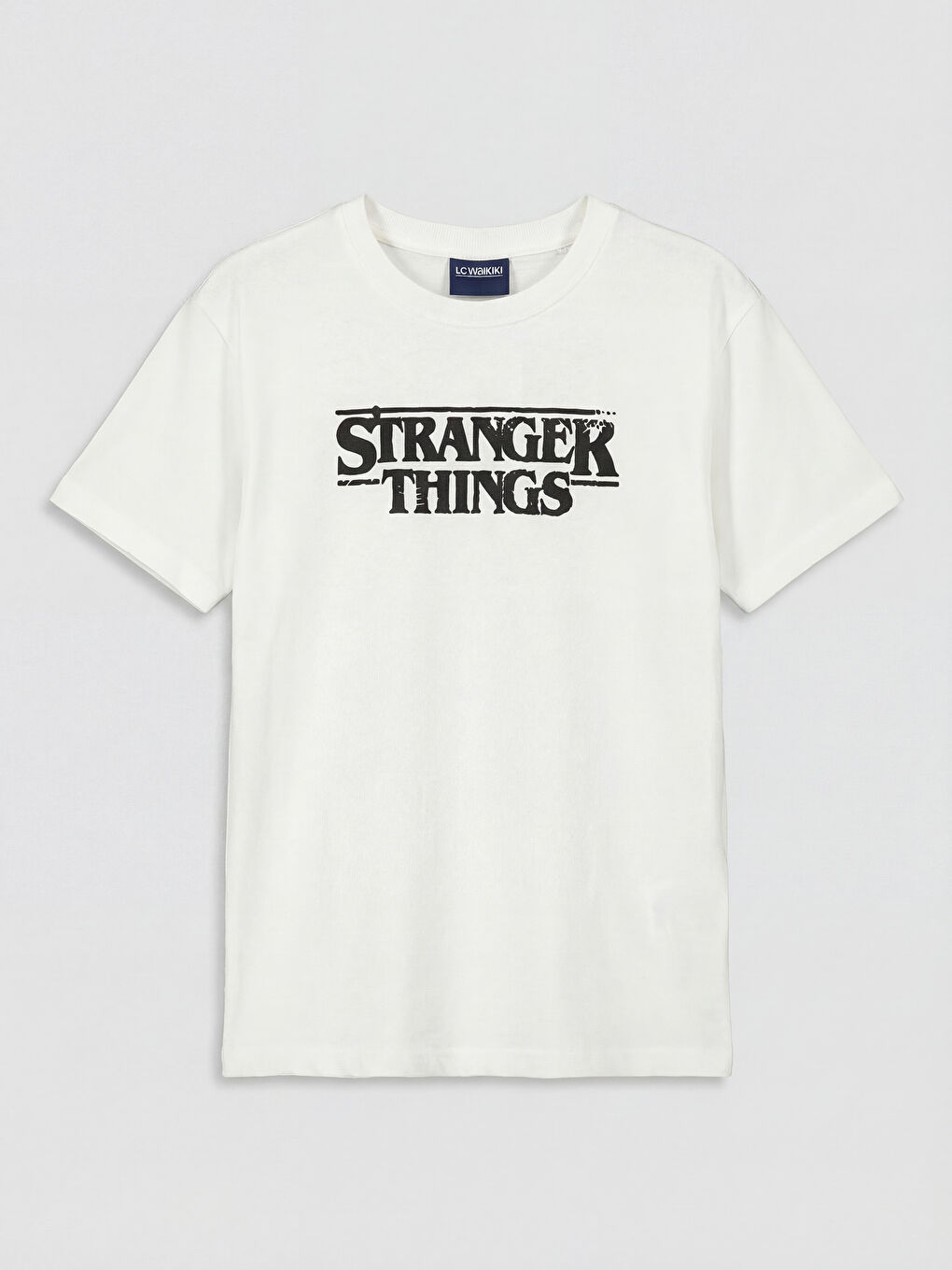 Bisiklet Yaka Stranger Things Baskılı Erkek Çocuk Tişört-1