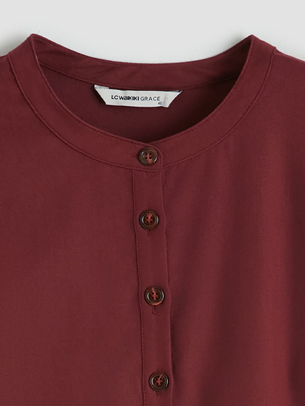 Bordo Hakim Yaka Kadın Gömlek Tunik-2
