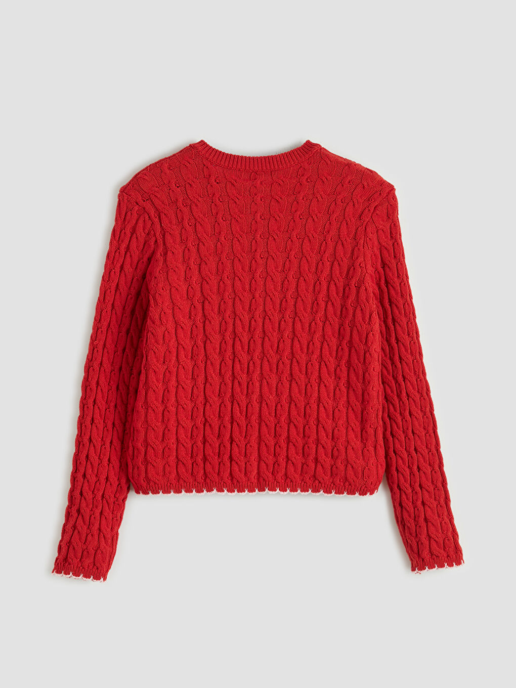 Kırmızı Bisiklet Yaka Kendinden Desenli Kadın Triko Hırka-1