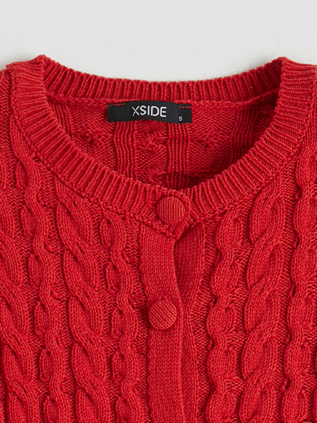 Kırmızı Bisiklet Yaka Kendinden Desenli Kadın Triko Hırka-2