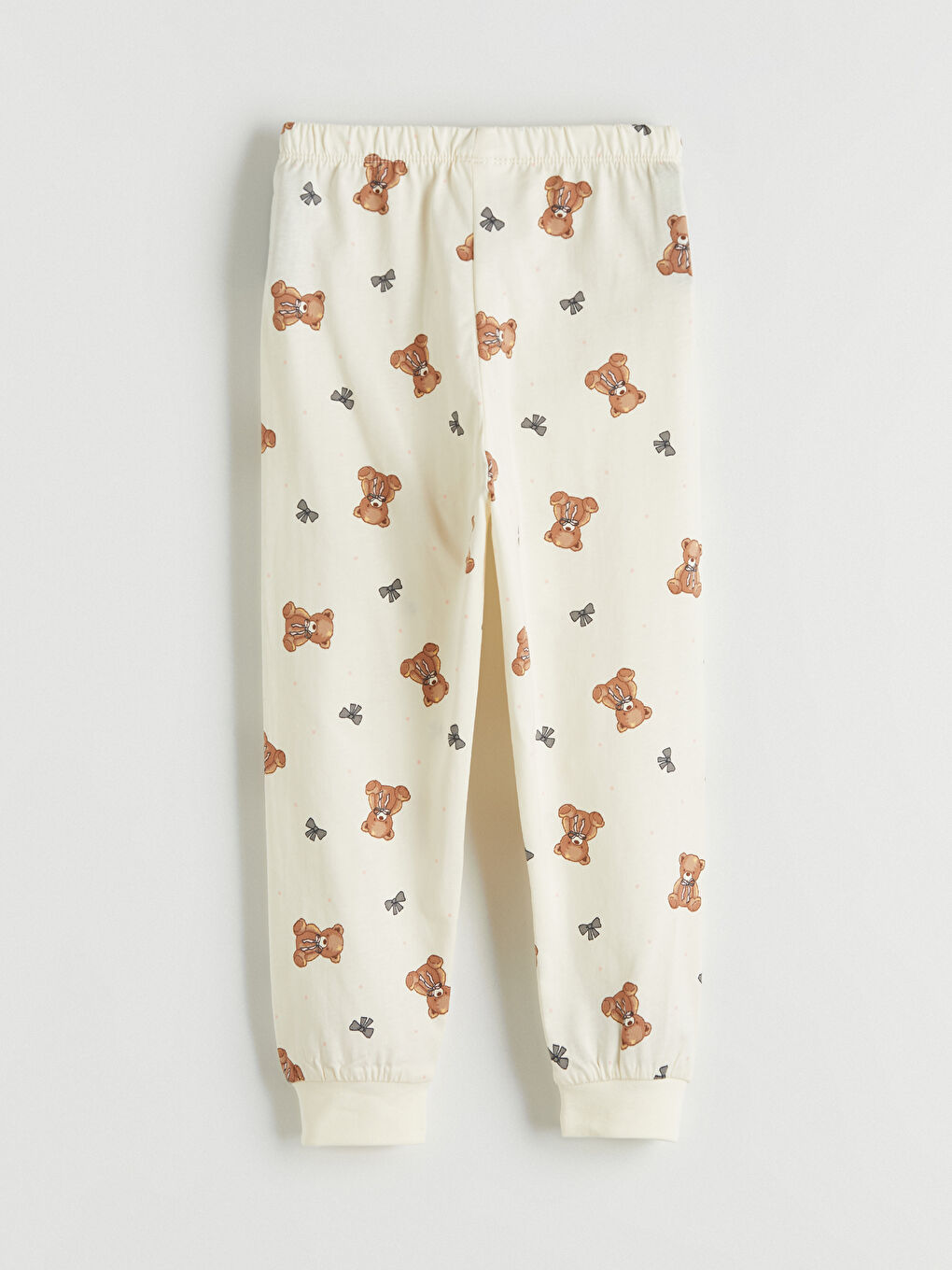 Ekru Bisiklet Yaka Baskılı Kız Çocuk Pijama Takım-6