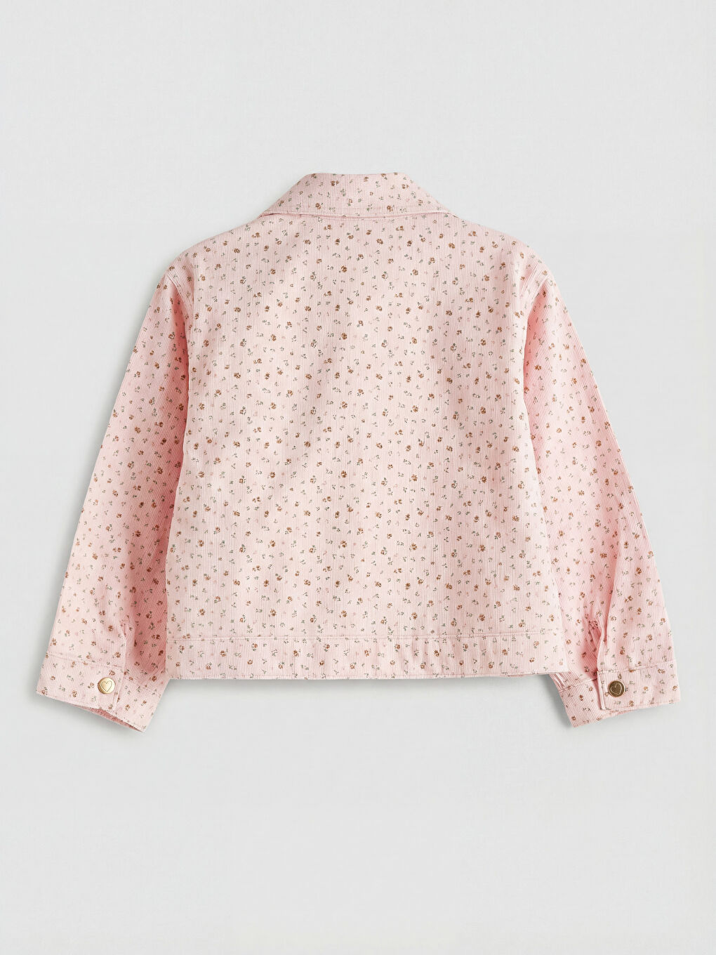 Pembe Gömlek Yaka Desenli Kız Çocuk Gabardin Ceket-1