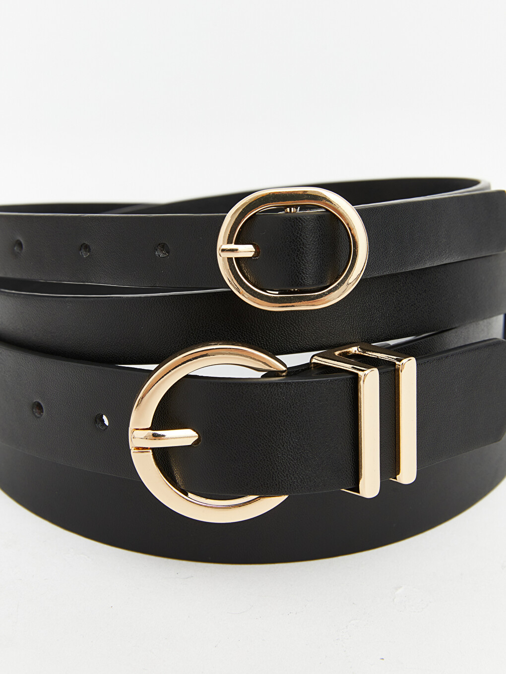 Metal Buckle Faux Leather 2 Pack Women's Belt Set-3