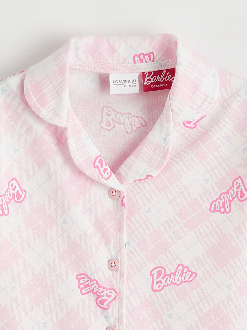 Pembe Barbie Baskılı Kız Çocuk Pijama Takım-2