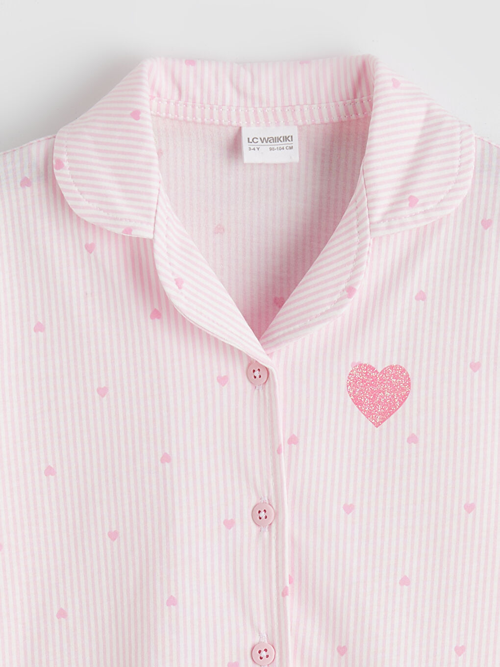 Pembe Gömlek Yaka Desenli Kız Çocuk Pijama Takım-2