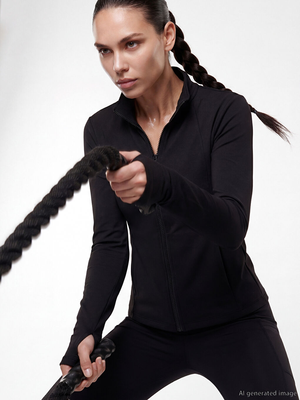 Sweat à capuche zippé pour femme avec passe-pouces