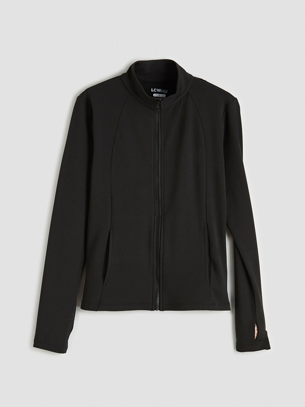 Siyah Parmak Geçmeli Kadın Fermuarlı Sweatshirt-1