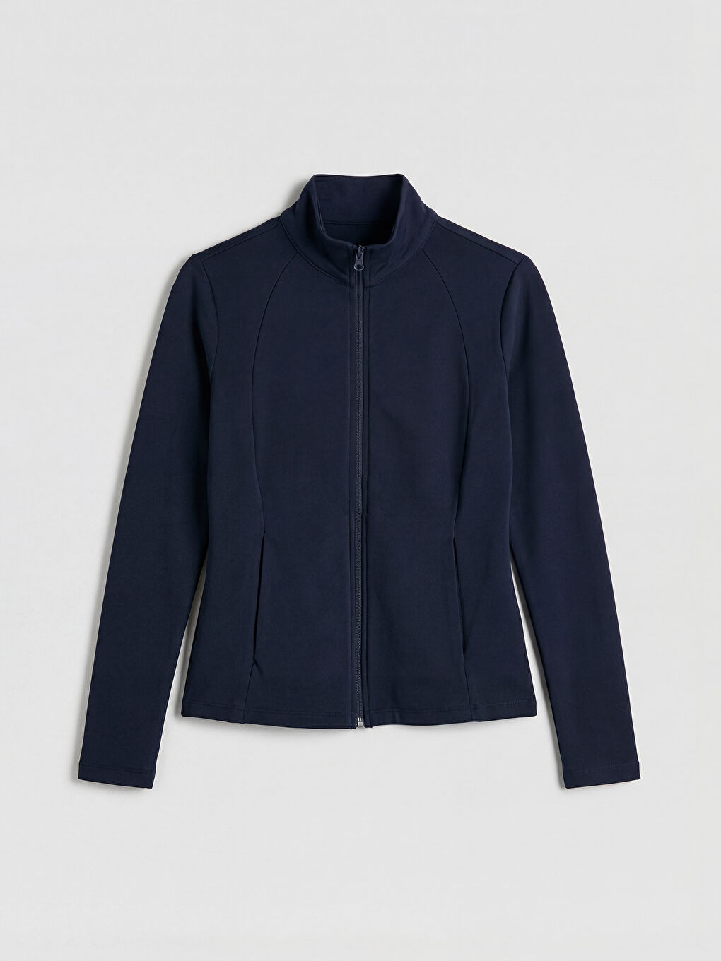 Lacivert Parmak Geçmeli Kadın Fermuarlı Sweatshirt