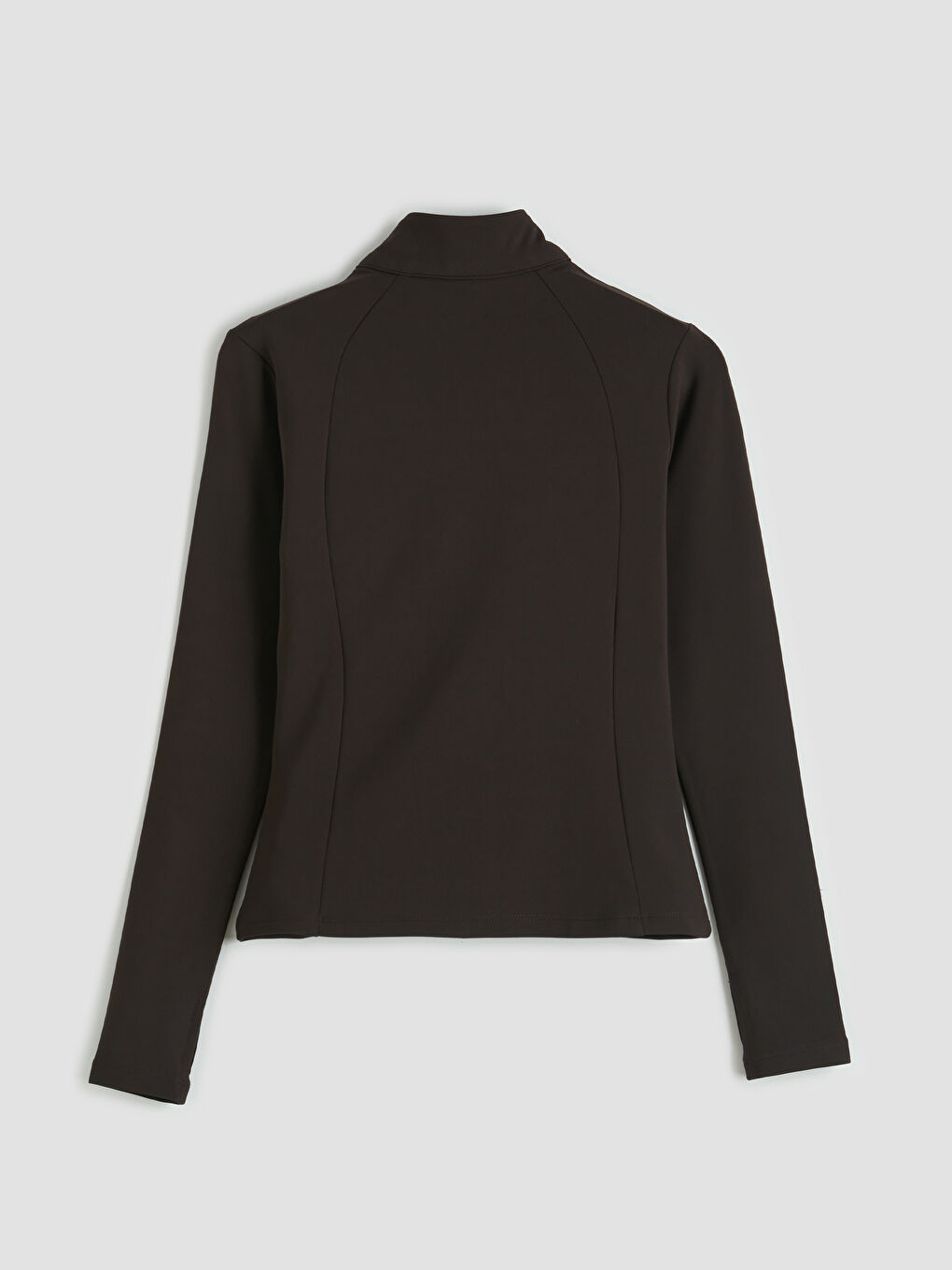 Kahverengi Parmak Geçmeli Kadın Fermuarlı Sweatshirt-1