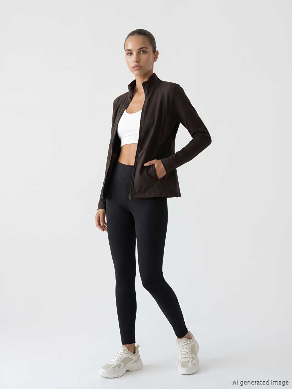 ქალი ყავისფერი ელვიანი ზედა-1