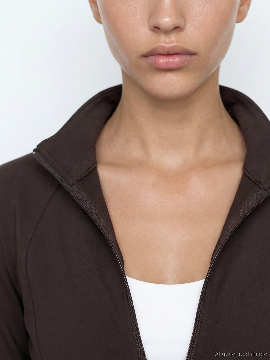 ქალი ყავისფერი ელვიანი ზედა-2