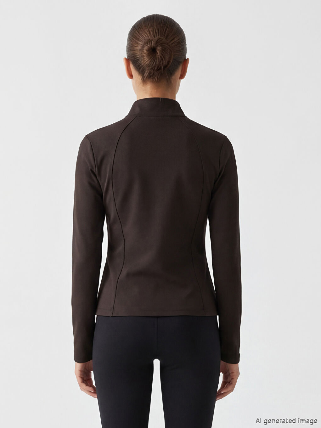 ქალი ყავისფერი ელვიანი ზედა-3