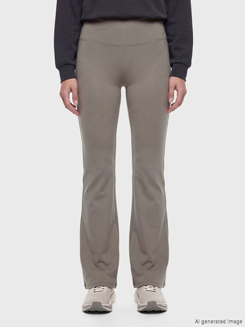 Yeşil Beli Lastikli Ispanyol Paça Kadın Spor Tayt	-1