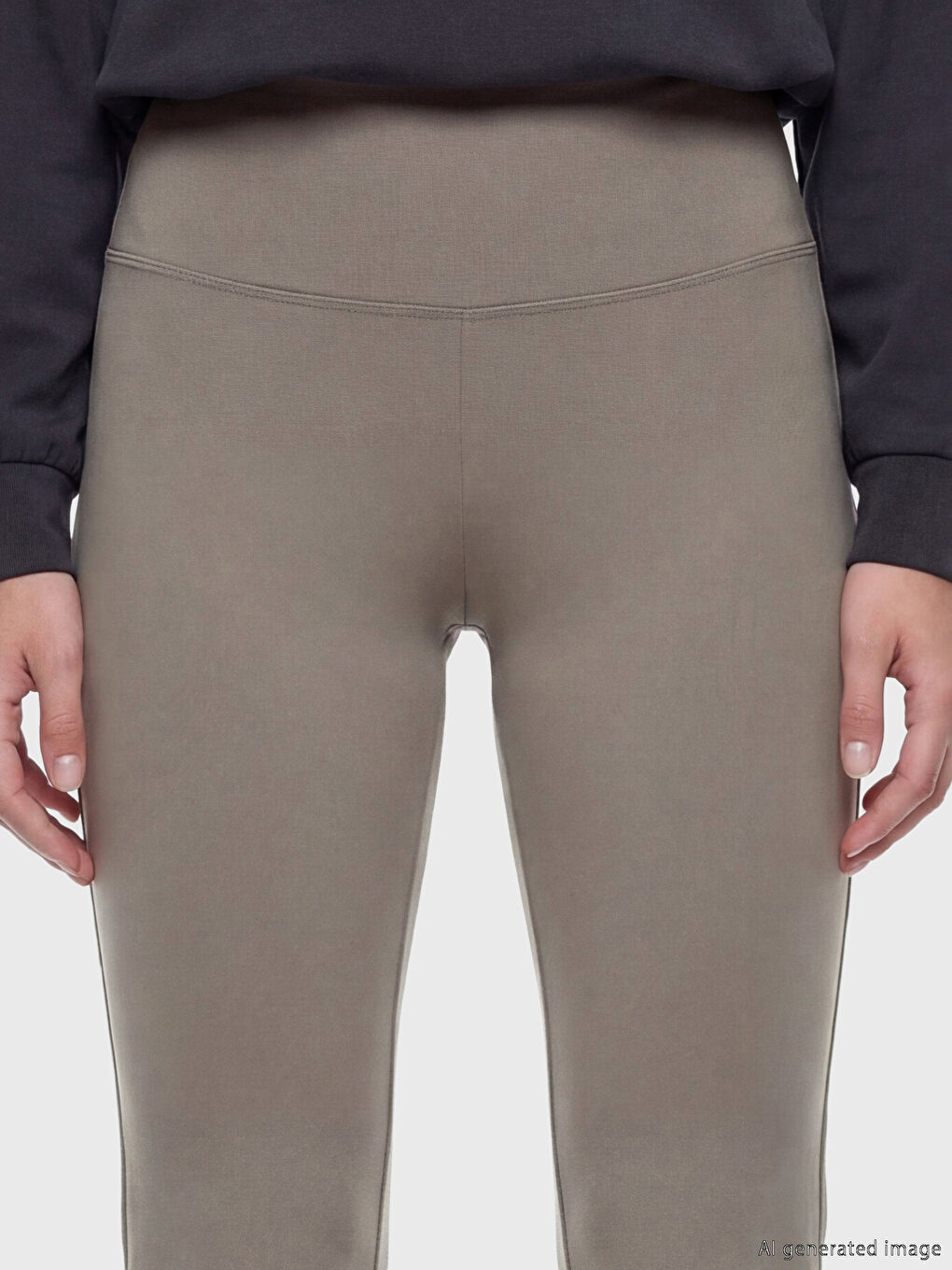 Yeşil Beli Lastikli Ispanyol Paça Kadın Spor Tayt	-2