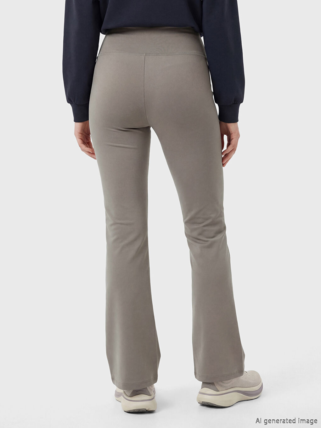 Yeşil Beli Lastikli Ispanyol Paça Kadın Spor Tayt	-3