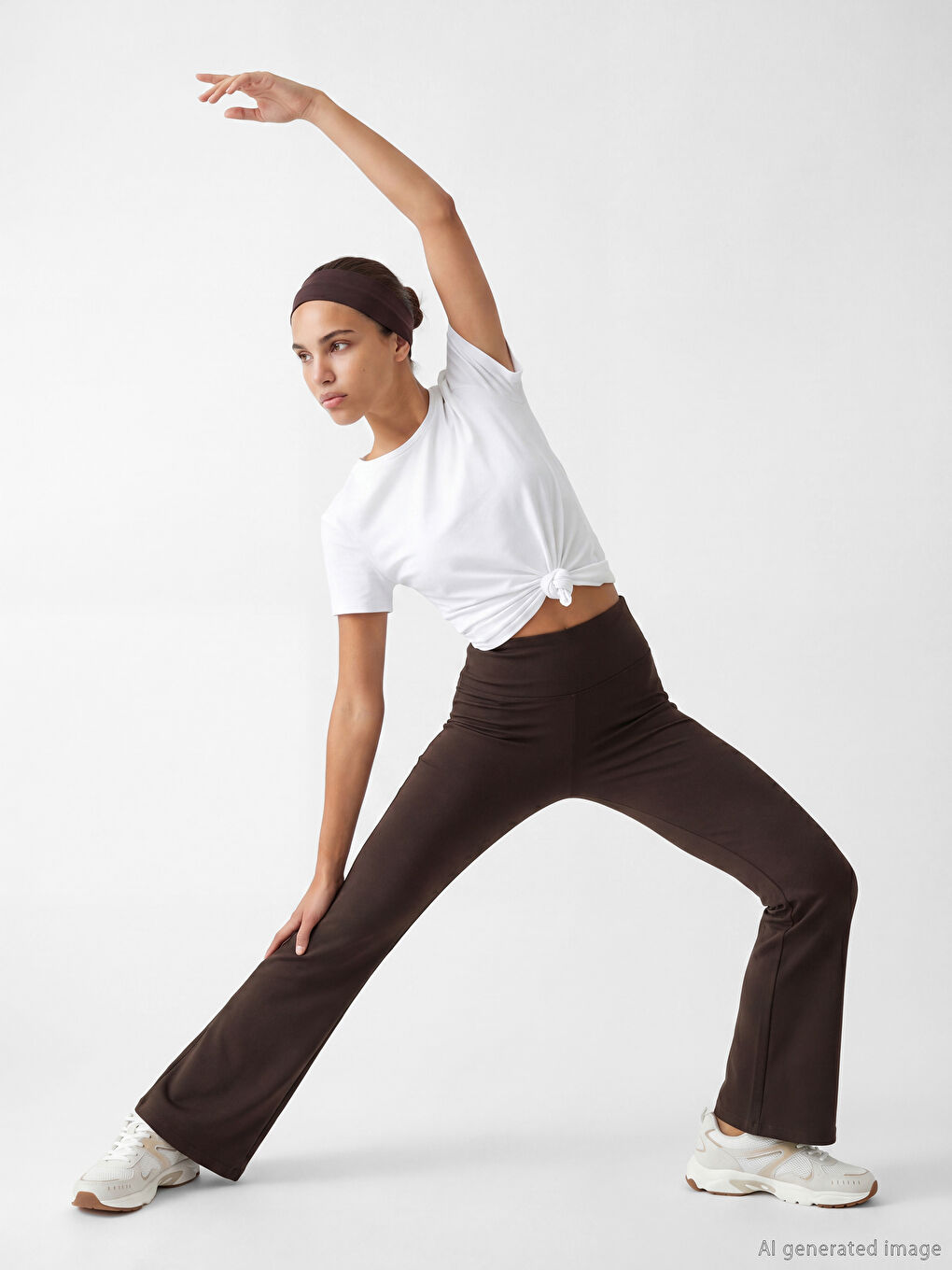 Женские спортивные леггинсы с эластичной талией и расклешёнными штанинами