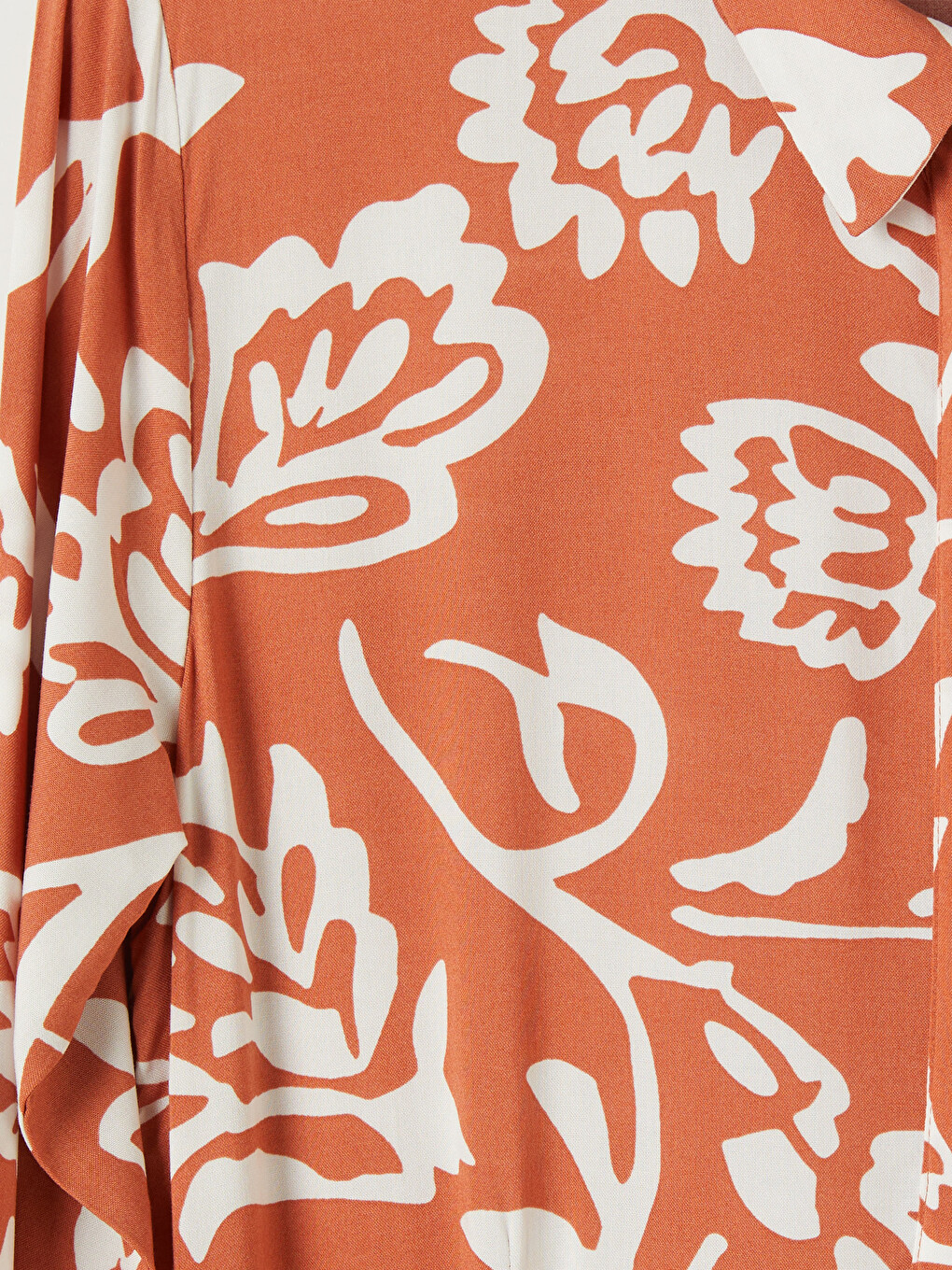 Collared Neck Patterned 100% Cotton Dress-5