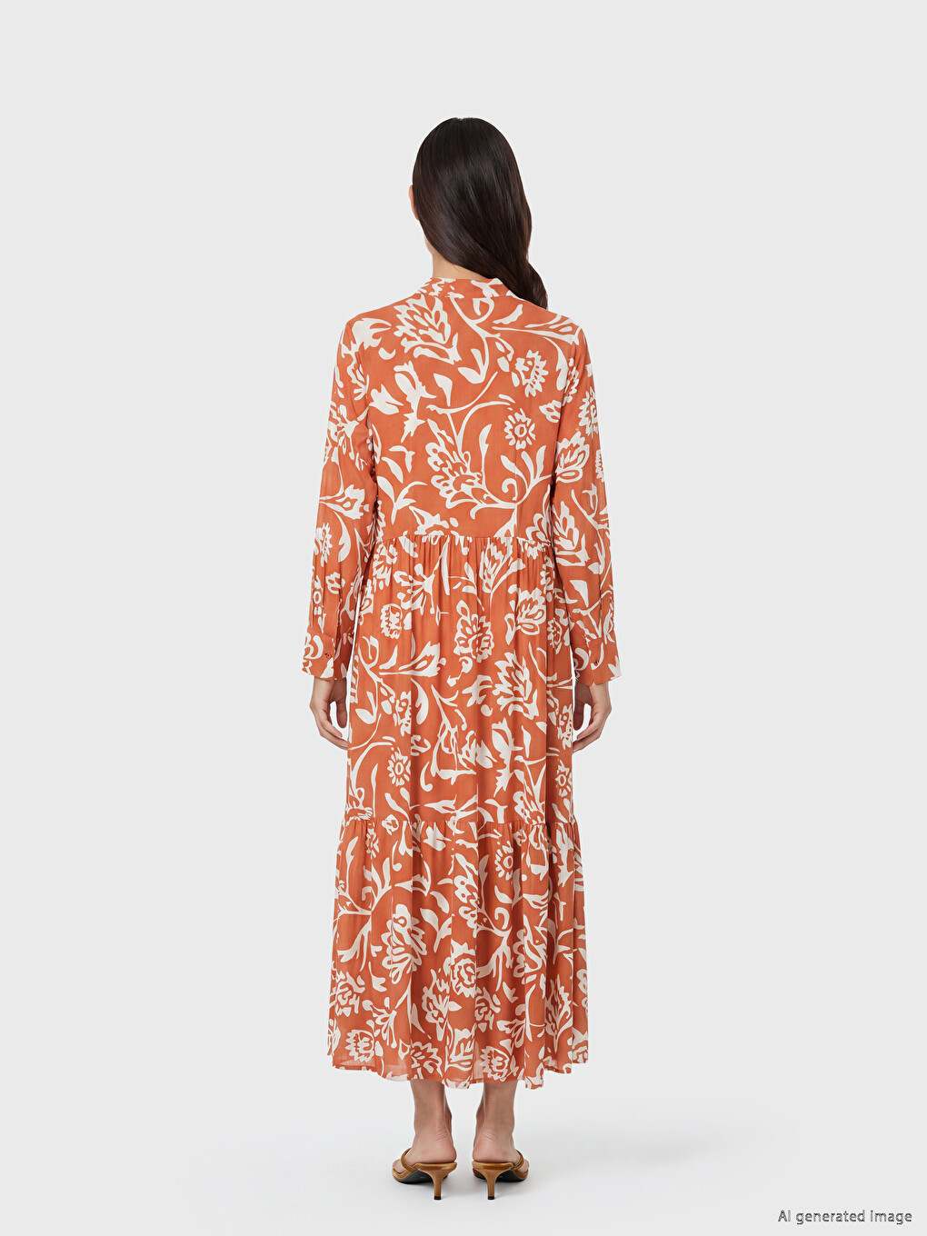Collared Neck Patterned 100% Cotton Dress-3