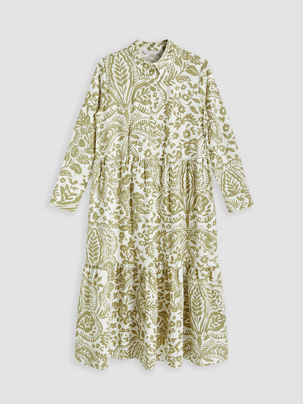 Collared Neck Patterned 100% Cotton Dress-4