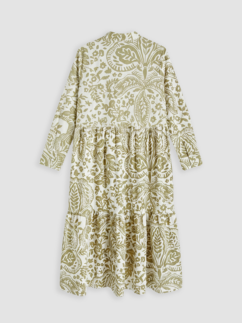 Collared Neck Patterned 100% Cotton Dress-5