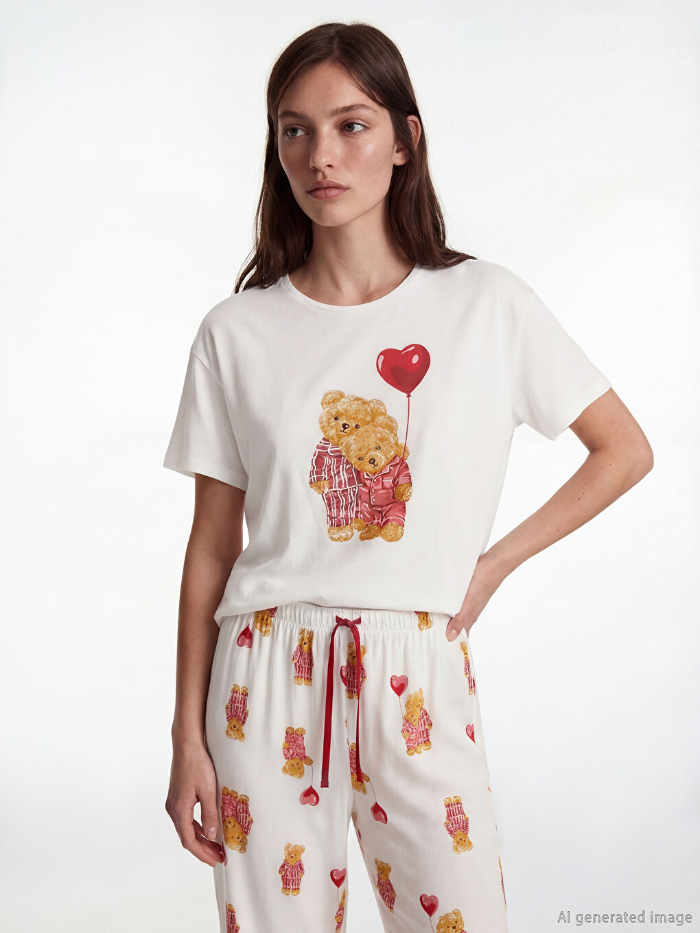 سێتی بیجامەی چاپکراوی یه‌خه‌ خڕ ژن-1