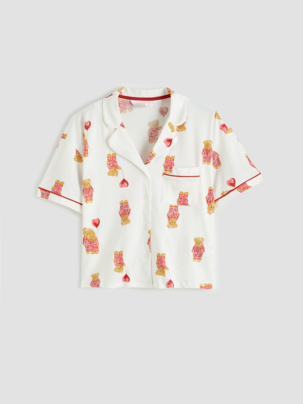 Ekru Ayı Teddy Desenli Kadın Şortlu Pijama Takımı-1