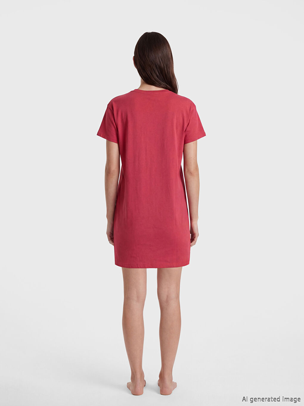 Bordo Bisiklet Yaka Baskılı Kadın Gecelik-3