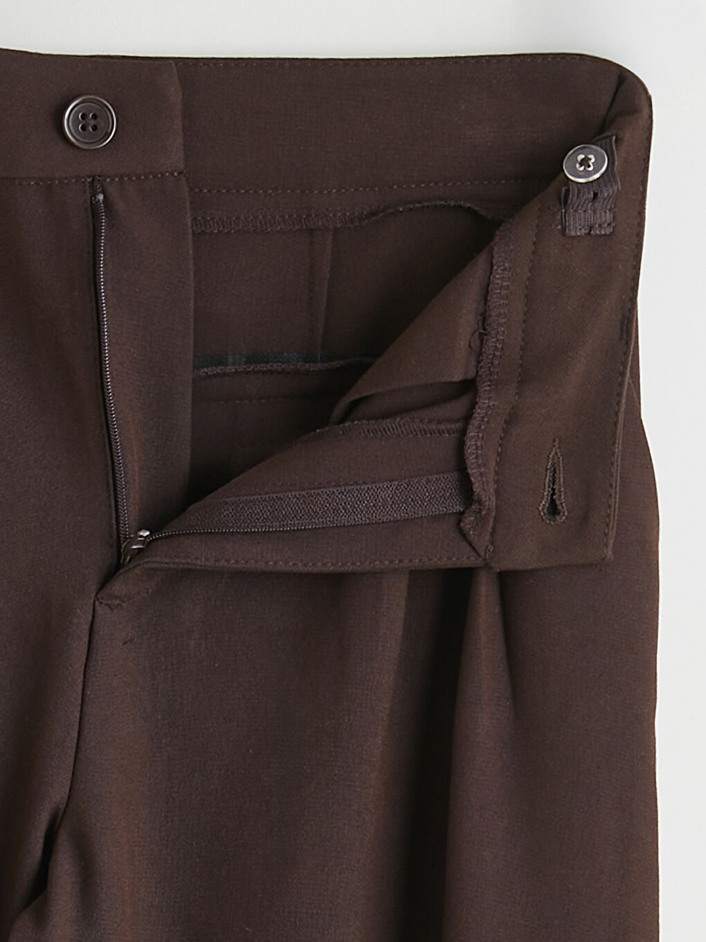 Kahverengi Wideleg Pileli Kız Çocuk Pantolon-2