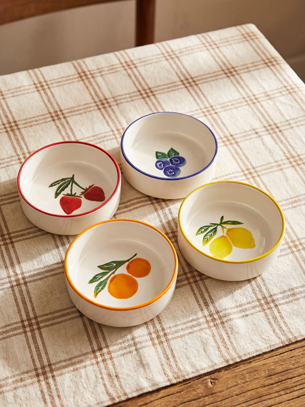 Karışık Meyve Baskılı Seramik Kase Seti 4'lü