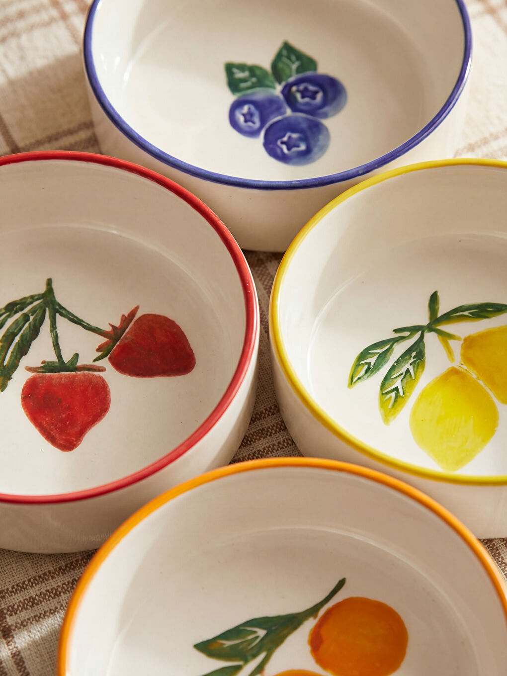 Karışık Meyve Baskılı Seramik Kase Seti 4'lü-1