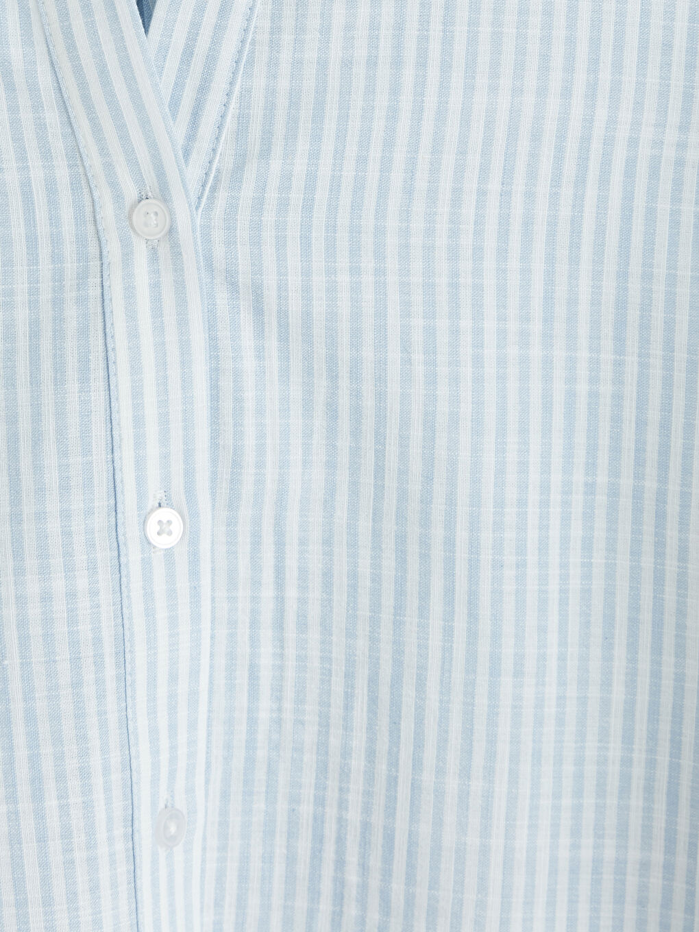 Mavi Kaçık Yaka Çizgili Kadın Gömlek-2
