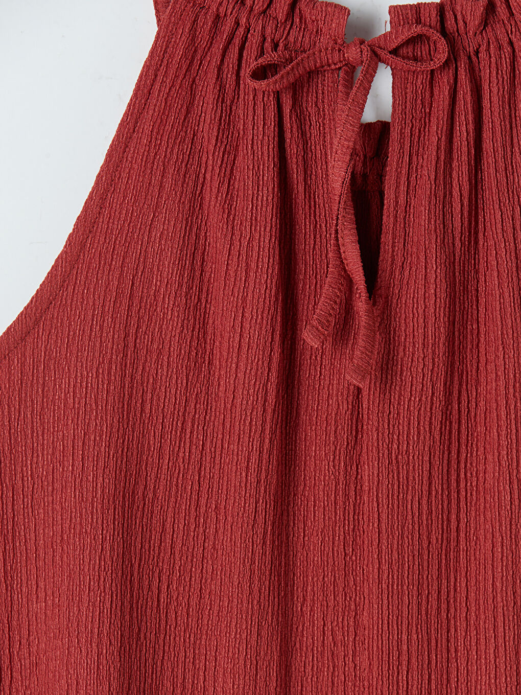 Kırmızı Fırfırlı Halter Yaka Elbise-3