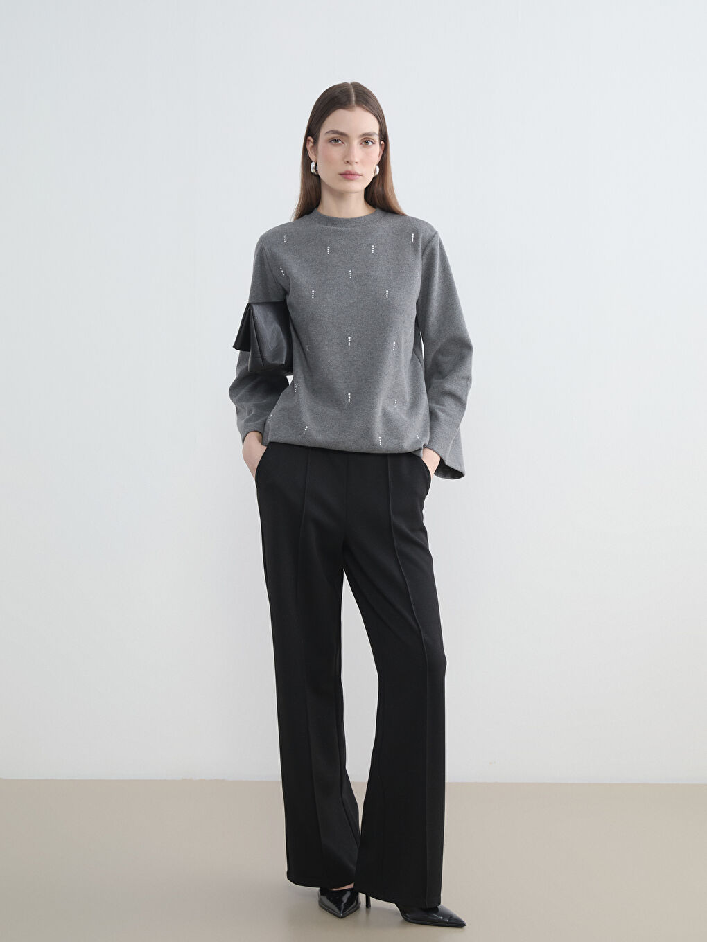 Siyah Beli Lastikli Soft Touch Kadın Eşofman Altı